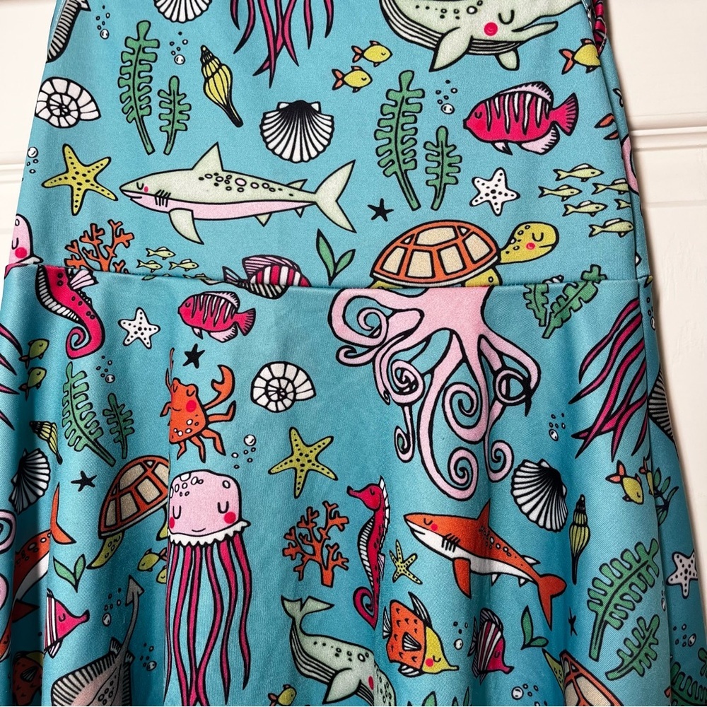 FUNNYCOKID Colorful Sea Life Print Dress Size Medium - Picture 3 of 5